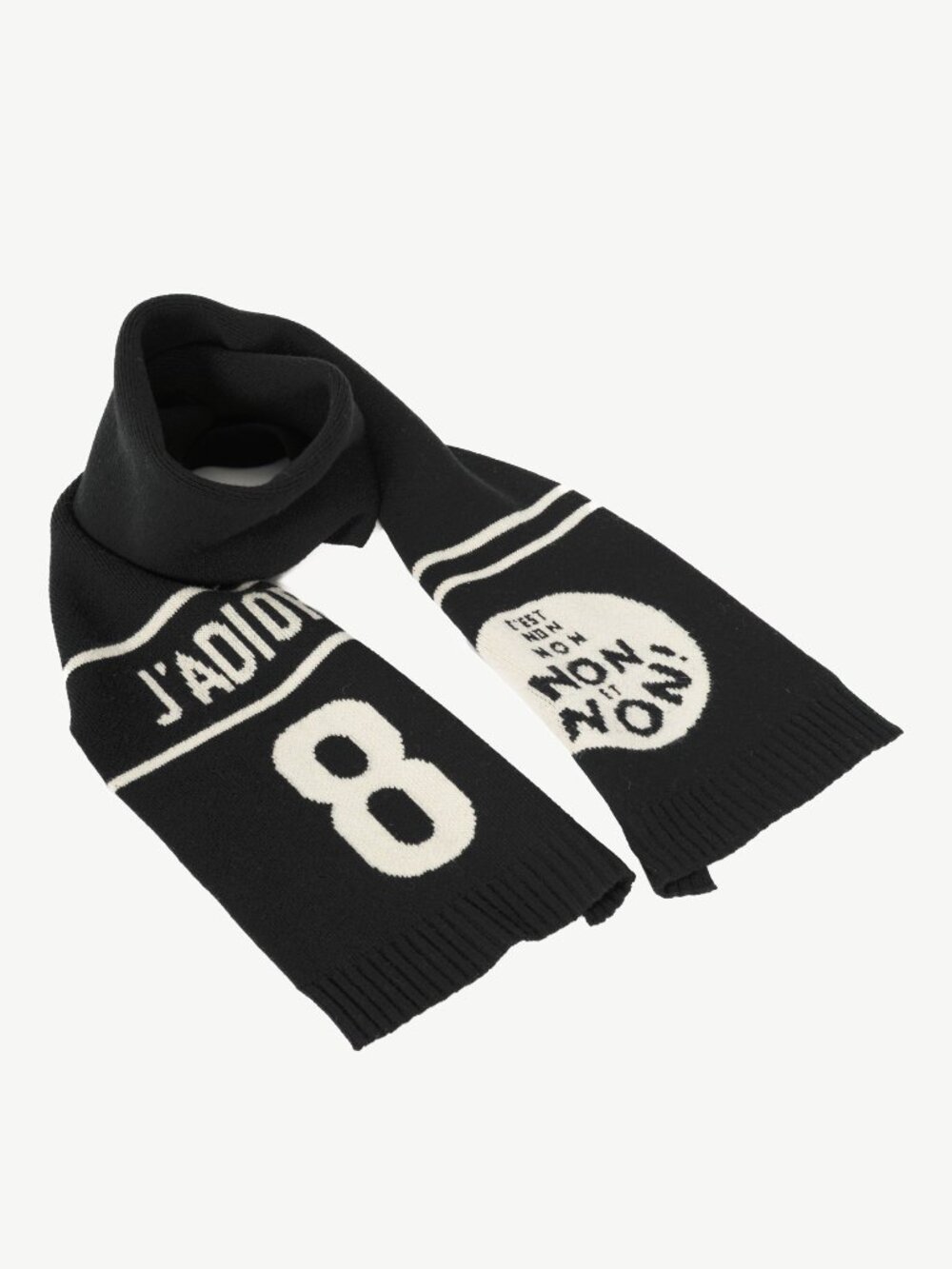 Dior J'Adior Black Wool & Cashmere Logo-Jacquard Scarf